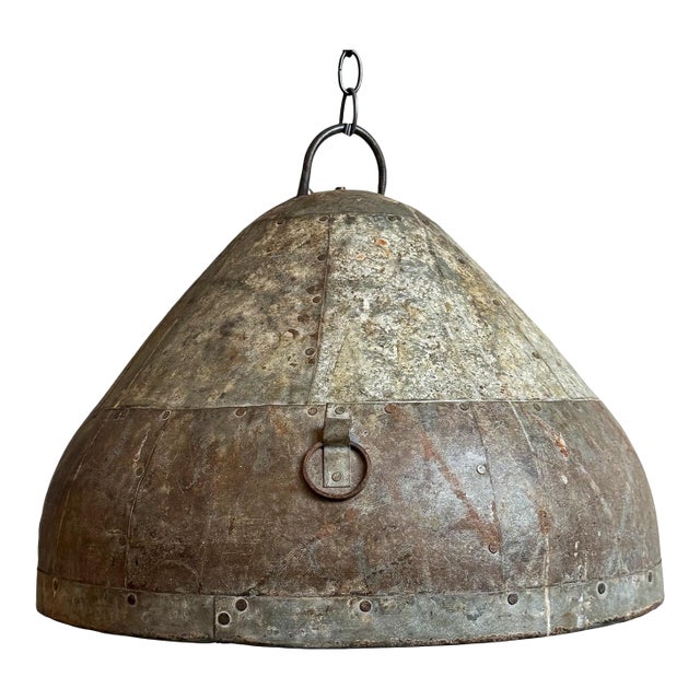 Vintage Farmhouse Industrial Iron Pendant Light For Sale