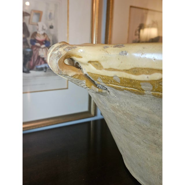 A Monumental 19th Century French Tian Bowel With 2 Loop Handles and Beautiful Poor Spout For Sale - Image 10 of 18