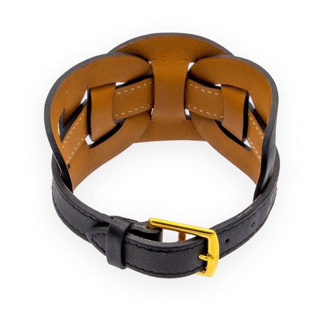Hermès Hermès Fétiche Chaîne d'Ancre Leather Wrap Bracelet in Black Circa 2006 For Sale - Image 4 of 10