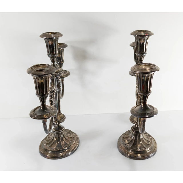 Mid 19th Century 19th Century Pair of English Sheffield Silverplate Candelabra Candlesticks For Sale - Image 5 of 12