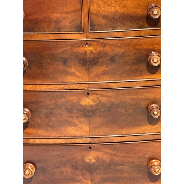 Antique Mahogany Two Over Three Drawers - Bow Front Chest of Drawers From England For Sale - Image 6 of 18