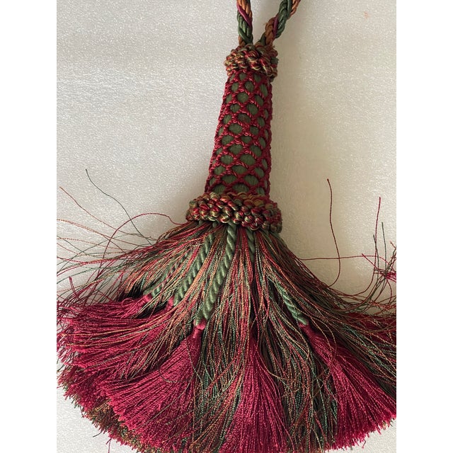 Large Taspberry Ted Silk Tiebacks With Tassels For Sale - Image 4 of 5