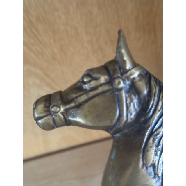 Metal Mid 20th Century Brass Prancing Horse Sculpture For Sale - Image 7 of 8