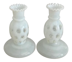 French Opaline Candleholders - Pair