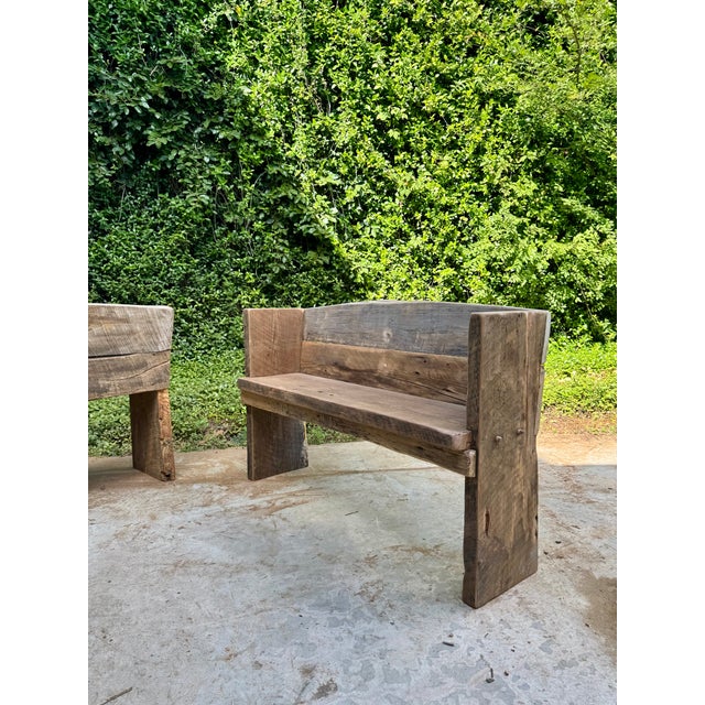 Primitive Rustic Farmhouse Reclaimed Barnwood Pew Bench 66 In. For Sale - Image 15 of 17