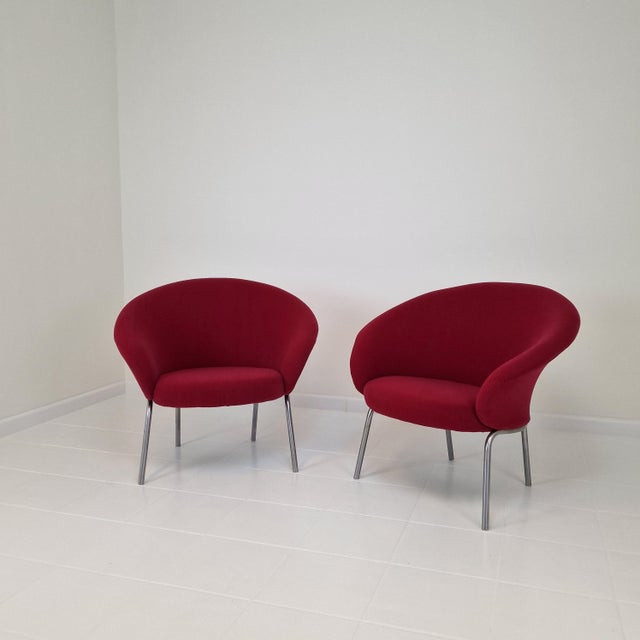 An exceptionally rare pair of model f570 lounge chairs, designed by pierre paulin for artifort in 1963. regarded as one of...