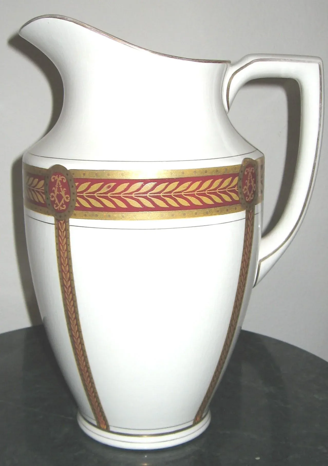 Antique Boch Freres Keramis Belgium Neoclassical Large Pitcher