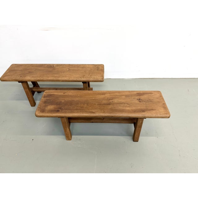 Small Oak Benches, 1950s, Set of 2 For Sale - Image 3 of 13