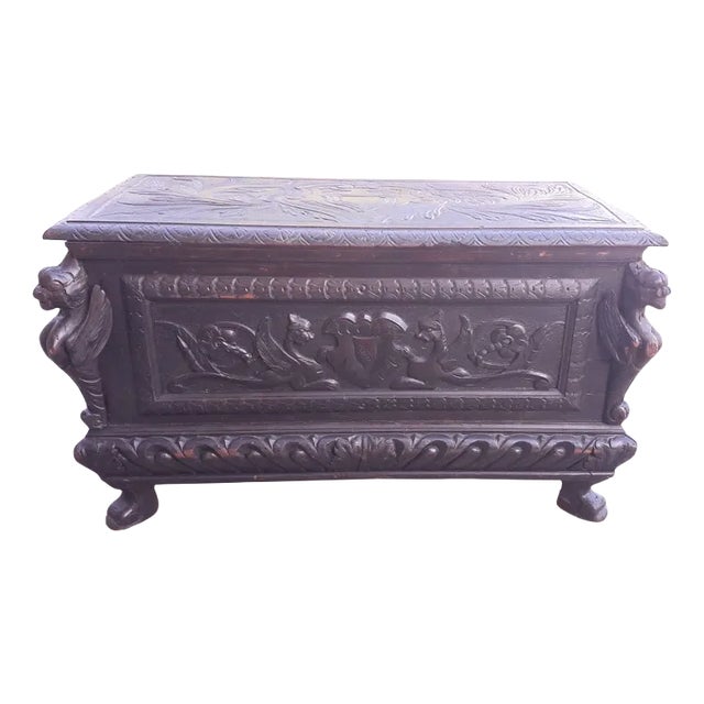 Small Ebony Stained Carved Case, Italy, 1800 For Sale