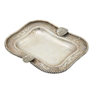 Rectangular Silver Ashtray with Engravings For Sale