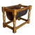 Dutch Wood Magazine Rack with Leather Sling, 1970s For Sale