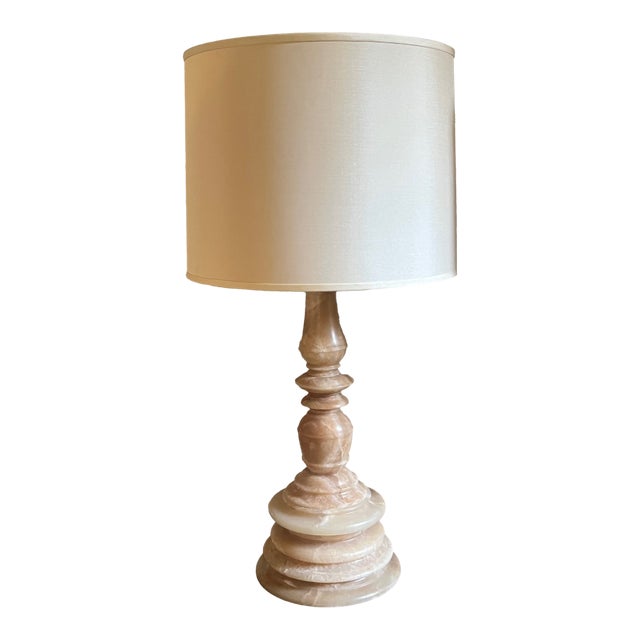 Alabaster Lamp & Shade by Ironies For Sale