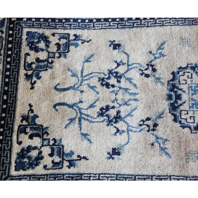 Antique Chinese Peking Rug With Scholar Motifs in Indigo & Soft Ivory -2' X 4' 3'' For Sale In Tampa - Image 6 of 8