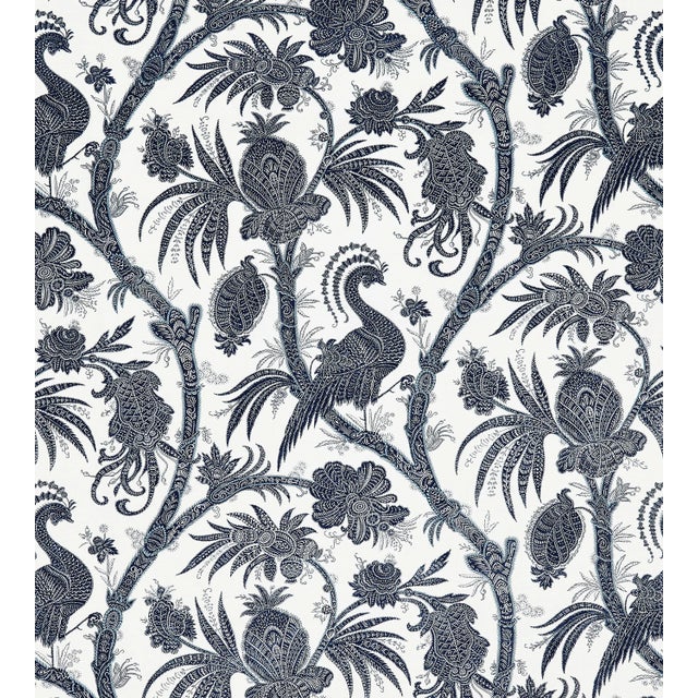Contemporary Sample - The House of Scalamandré Balinese Peacock Wallcovering, Indigo For Sale - Image 3 of 3