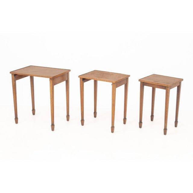 Federal Style Walnut Nesting Tables, 3 For Sale In New York - Image 6 of 10