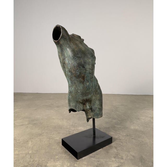 Late 20th Century Bronze Male Torso Sculpture, Classical Fragment Figure - 29” Tall For Sale - Image 5 of 9
