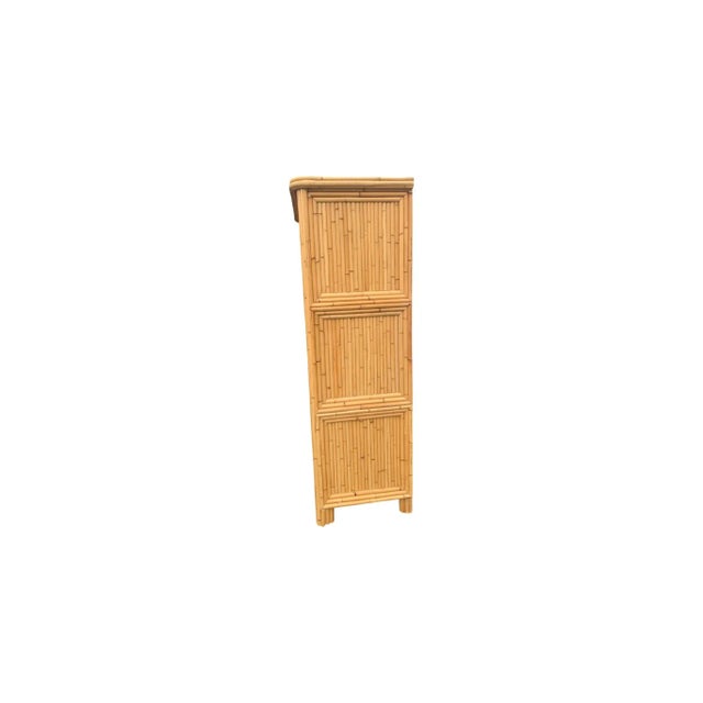 Late 20th Century Vintage Split Reed Bamboo Coastal Cabinet For Sale - Image 5 of 11