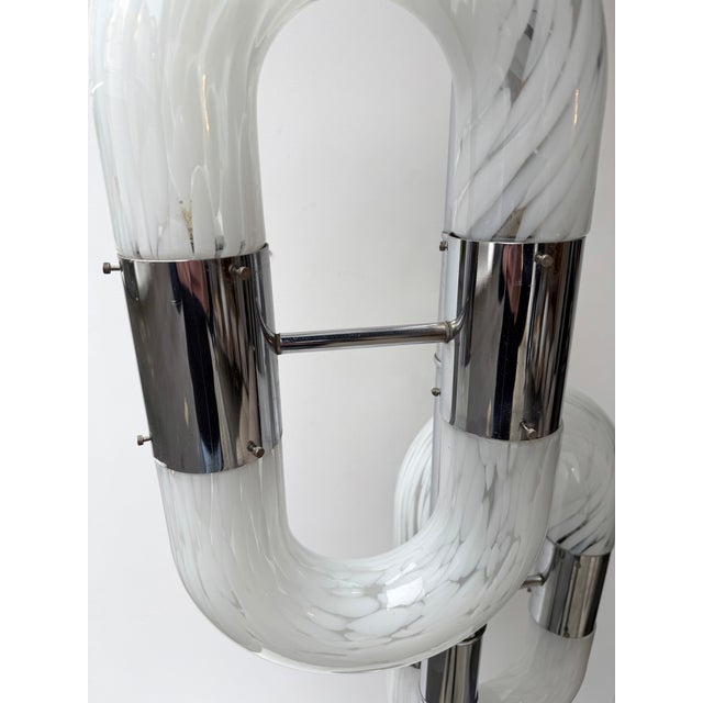 Metal Chain Floor Lamp Murano Glass by Aldo Nason for Mazzega, Italy, 1970s For Sale - Image 6 of 12