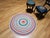 Textile Antique American Braided Round Rug, Handwoven Folk Art, Red & Blue, 4x4 For Sale - Image 7 of 8