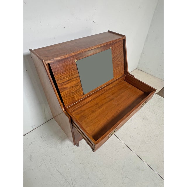 Wood C. 1960s Anglo-Indian Danish Modern Style Secretary Desk / Vanity by Hayat For Sale - Image 7 of 11