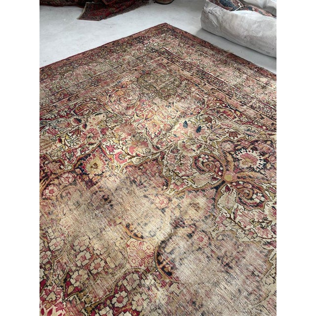 Textile Muted Character-Rich Antique Kermanshah OVERSIZED Rug 11 x 13 For Sale - Image 7 of 18