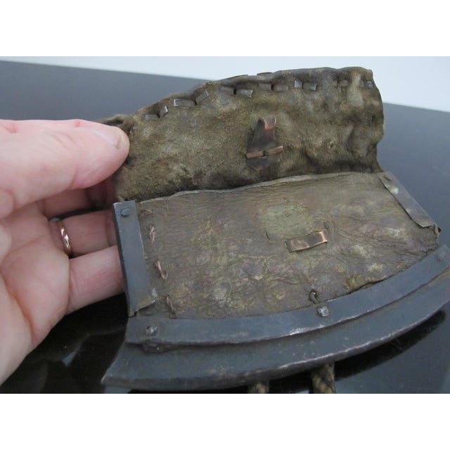 Metal Antique Tibetan Chuckmuck Mechag Lighter Flint Match Striker Leather Pouch Pair For Sale - Image 7 of 8