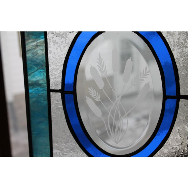 Vintage Stained Glass Window Hanging W/ Wheat Motif For Sale - Image 4 of 10