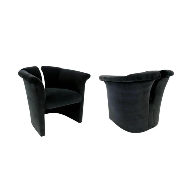Black Milo Baughman Postmodern Club Chairs - A Pair For Sale - Image 8 of 9