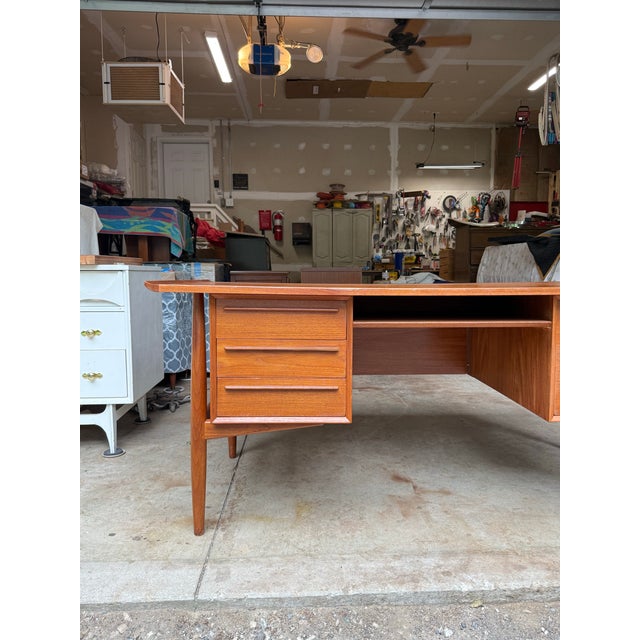 Wood 1960s Restored Arne Vodder Teak Executive Desk by Hp Hansen, Mid Century Modern For Sale - Image 7 of 12