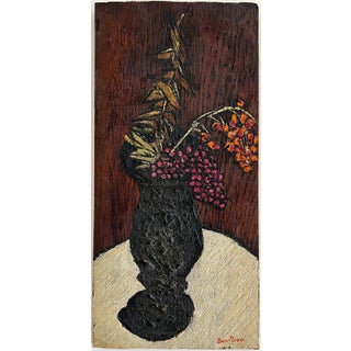 Ben-Zion Weinman, American Modernist Oil Painting Expressionist Vase, Flowers WPA Artist Ben ZIon For Sale