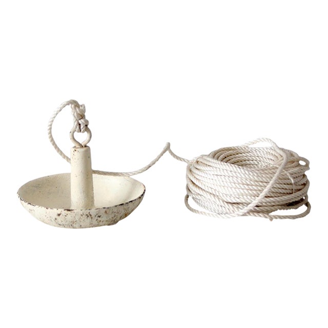 Vintage Cast Iron Mushroom Boat Anchor With Rope For Sale