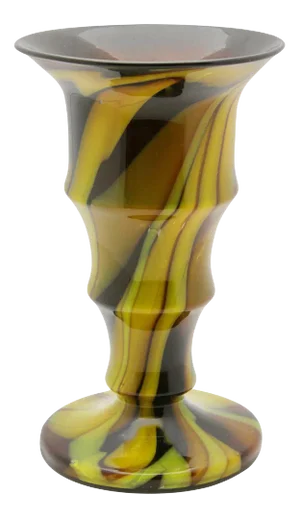 German Posy Vase with Concave Ribs & Toffee and Caramel Swirls, 1980