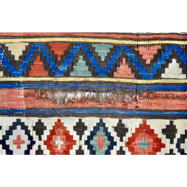 19th Century Antique Handwoven Turkish Kilim Carpet Runner For Sale - Image 10 of 11