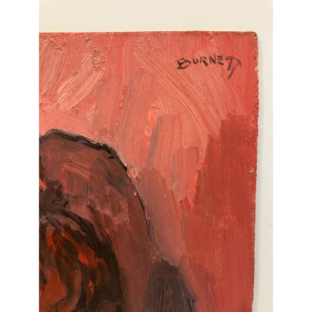 Figurative “Girl in Red” Signed Burnett For Sale - Image 3 of 3