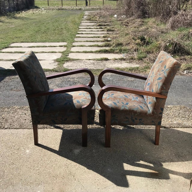 Set of Art Deco Hungarian Walnut Armchairs, 1930s For Sale - Image 3 of 11