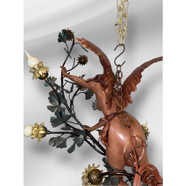 Late 19th Century Angel on Gingko Biloba Branch Chandelier For Sale - Image 9 of 12