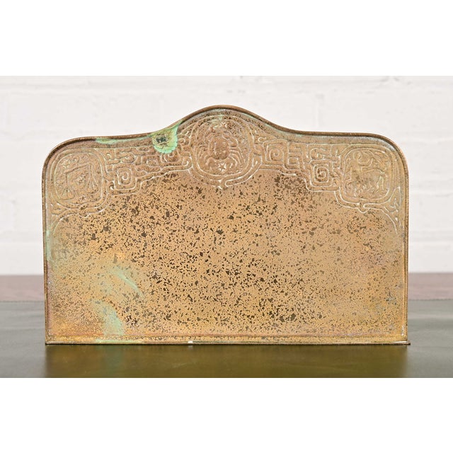 Tiffany Studios New York Zodiac Pattern Bronze Doré Letter Rack For Sale - Image 10 of 14