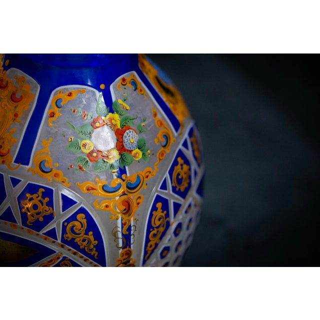 Blue and White Cut Crystal Overlay Vase with Enamel and Gilt Decoration, 19th Century For Sale - Image 15 of 16