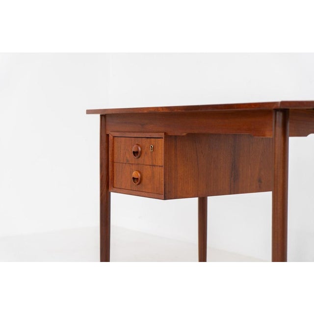 Wood Freestanding Drop-Leaf Desk in Teak For Sale - Image 7 of 12