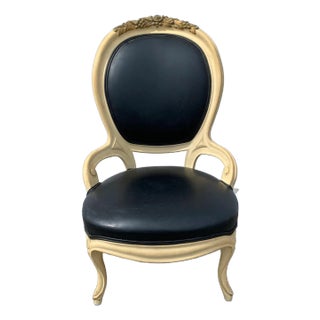 Mid 20th Century Italian Country Provincial French Chair Vanity Stool Carved Wood Seat For Sale
