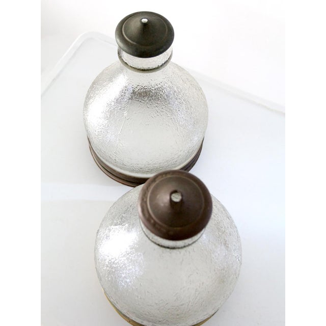 Transparent Pair of Vintage Holophane Style Prismatic Glass Pendant Light Shades For Sale - Image 8 of 9