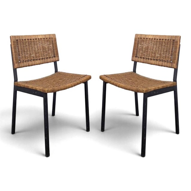 Wood Vintage Modernist Rattan Chairs, 1950s, Set of 2 For Sale - Image 7 of 7