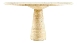 Angelo Mangiarotti Travertine Pedestal Dining Table, Italy 1970
