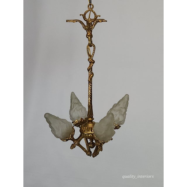 Antique Darling 4 Arm 4 Light Glowing Ribbons and Bows Flame Torch Chandelier For Sale - Image 16 of 17