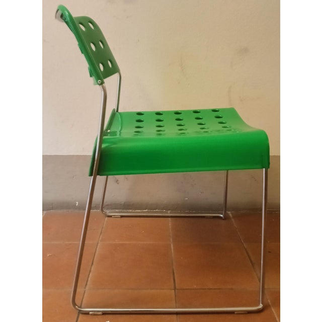Green Metal Omstack Stackable Chairs by Rodney Kinsman for Bieffeplast, Italy, 1970s, Set of 3 For Sale - Image 6 of 8