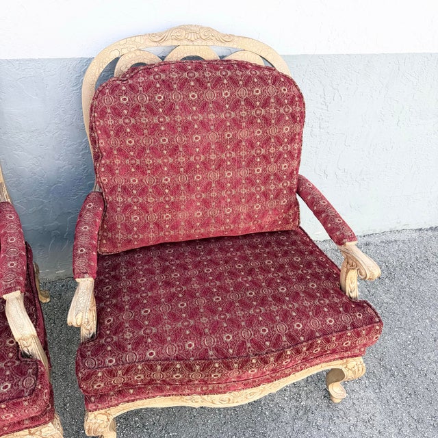 Carved French Provincial Louis XV-style Fauteuil Armchairs - A Pair For Sale In West Palm - Image 6 of 9