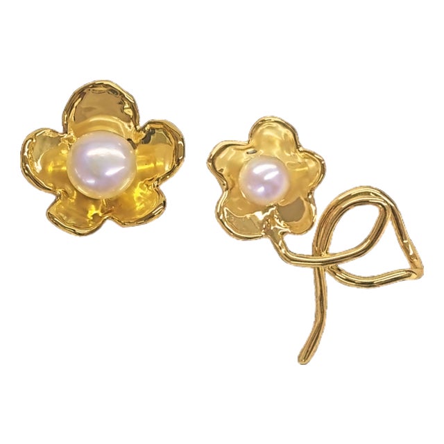 Pearl Studded Earrings, 2 Pieces For Sale