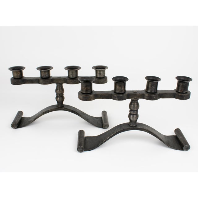 Charles Piguet Charles Piguet Modernist Wrought Iron Candelabras Candle Holders For Sale - Image 4 of 12