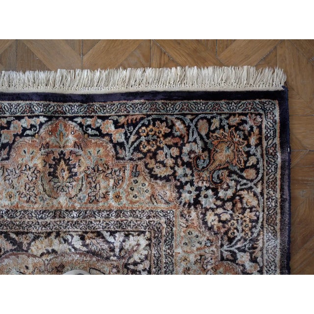 Silk Kashmiri Rug on Cotton Wrap For Sale - Image 10 of 11