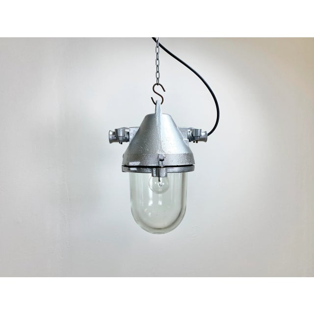 Silver Cast Aluminum Explosion Proof Ceiling Lamp from Elektrosvit, 1960s For Sale - Image 4 of 8